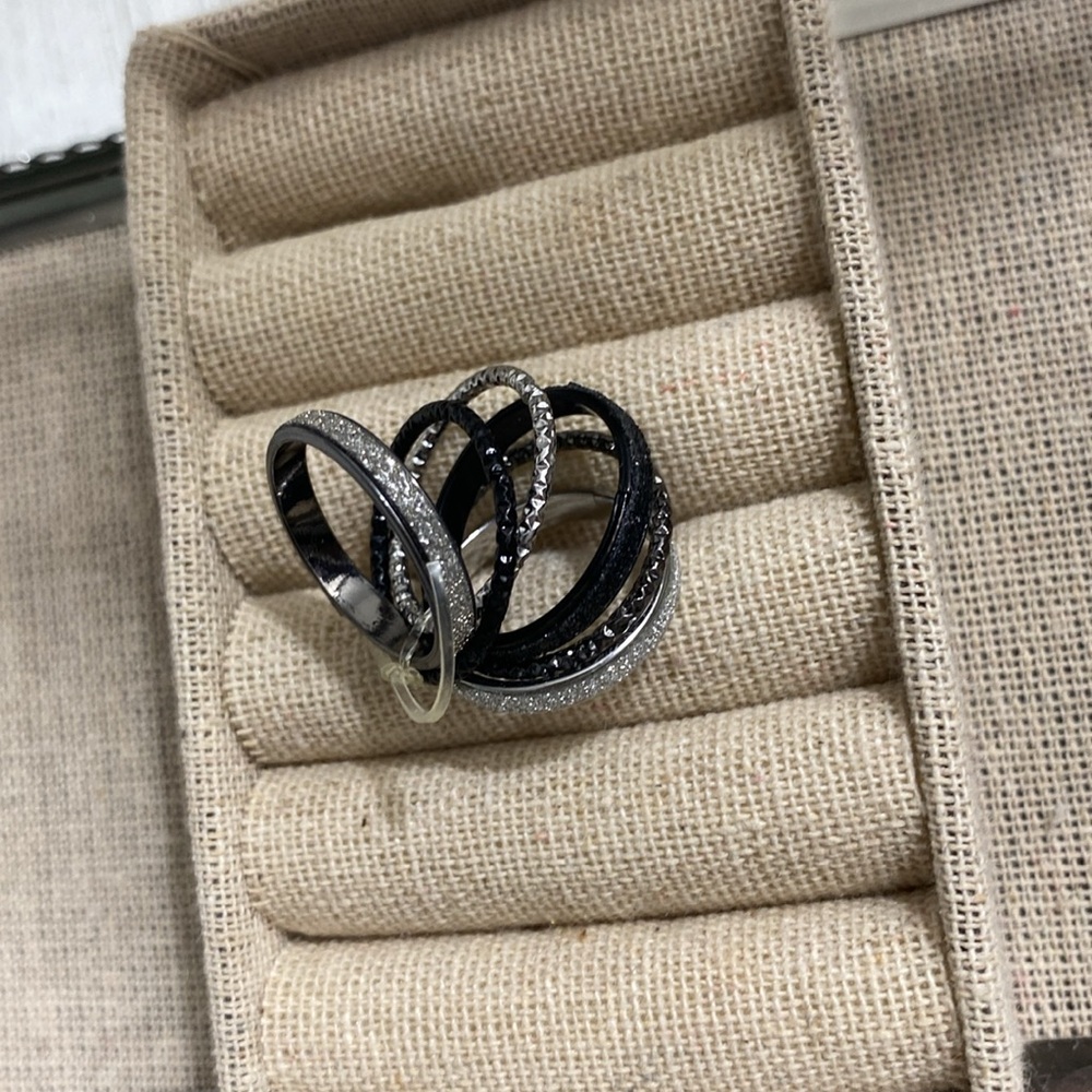 Silver & Black Layered Rings - Picture 3 of 5